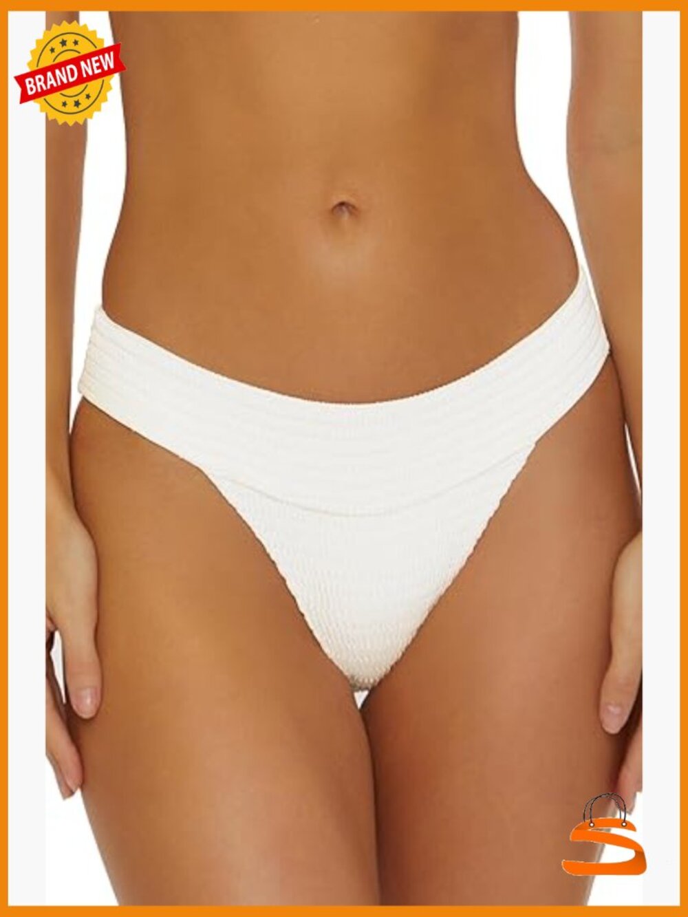 Large Cheeky Bikini Bottom, Nylon Spandex, Wide Banded Waist, Mix & Match